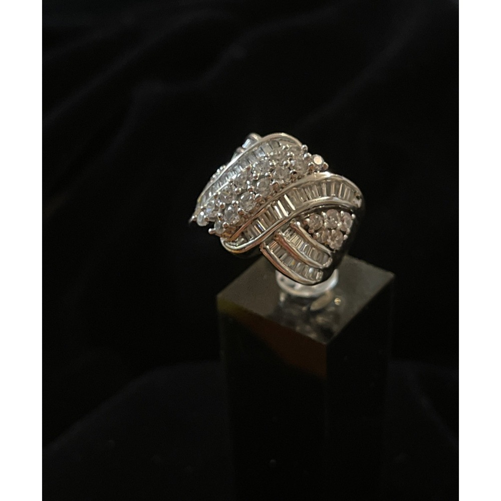 JTV SJD Rhodium Over‎ 9.25 SS Bella Luce Round Baguette Diamond Simulant Ring 5
